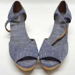 Toms Cork Wedge Denim Espadrilles